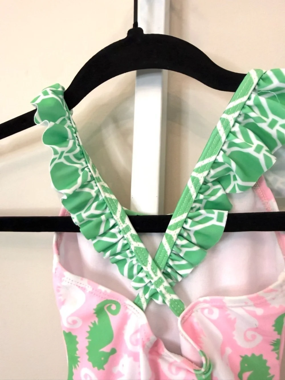 Flap Happy Seahorse One Piece Swimsuit Pink Green Ruffle Sz 2 NWT